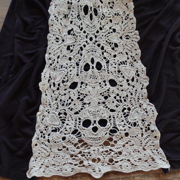 Midnight Hour Tank Top Medium Black Lace Skull Crochet Goth Dark Fairy Grunge - Picture 8 of 10